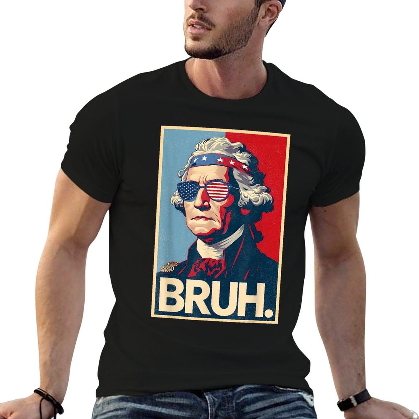 4th Of July 2025 George Washington Bruh. Meme Patriotic  Slim-fit Cut T-Shirt