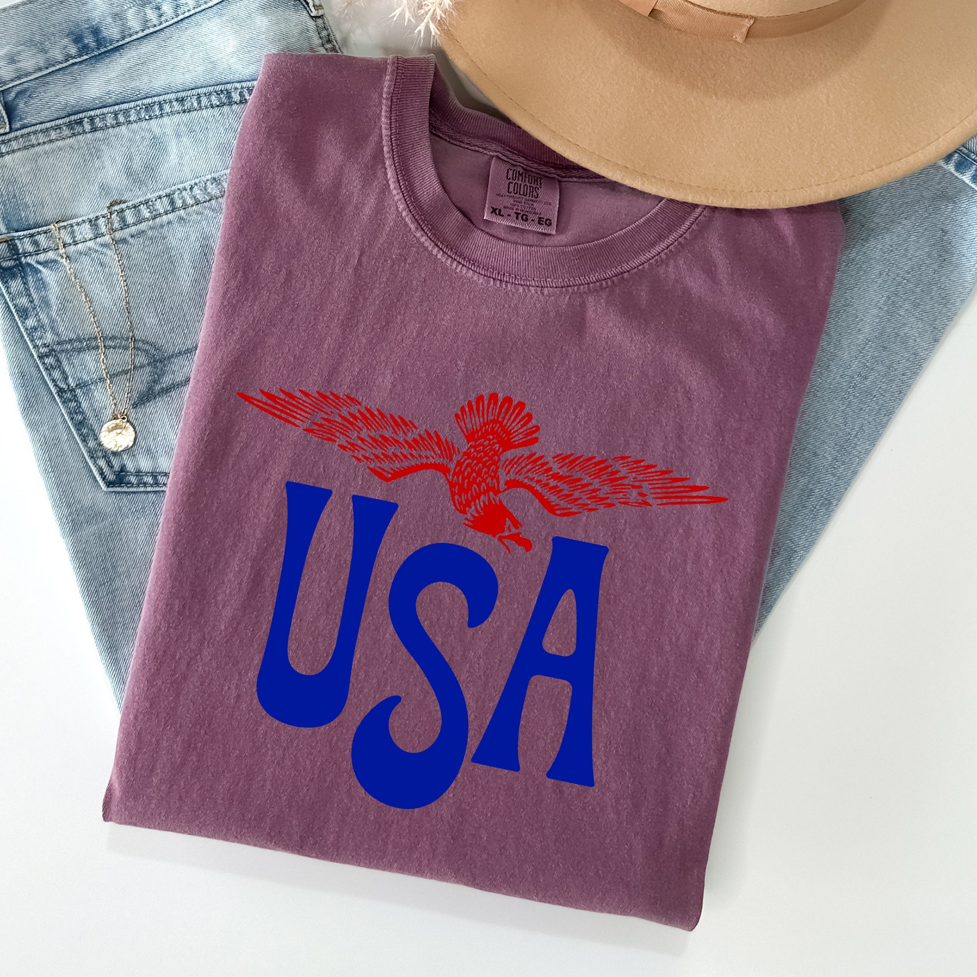 Retro USA, Eagle, America, Patriotic, 4th of July Tshirt Comfort Colors T-Shirt