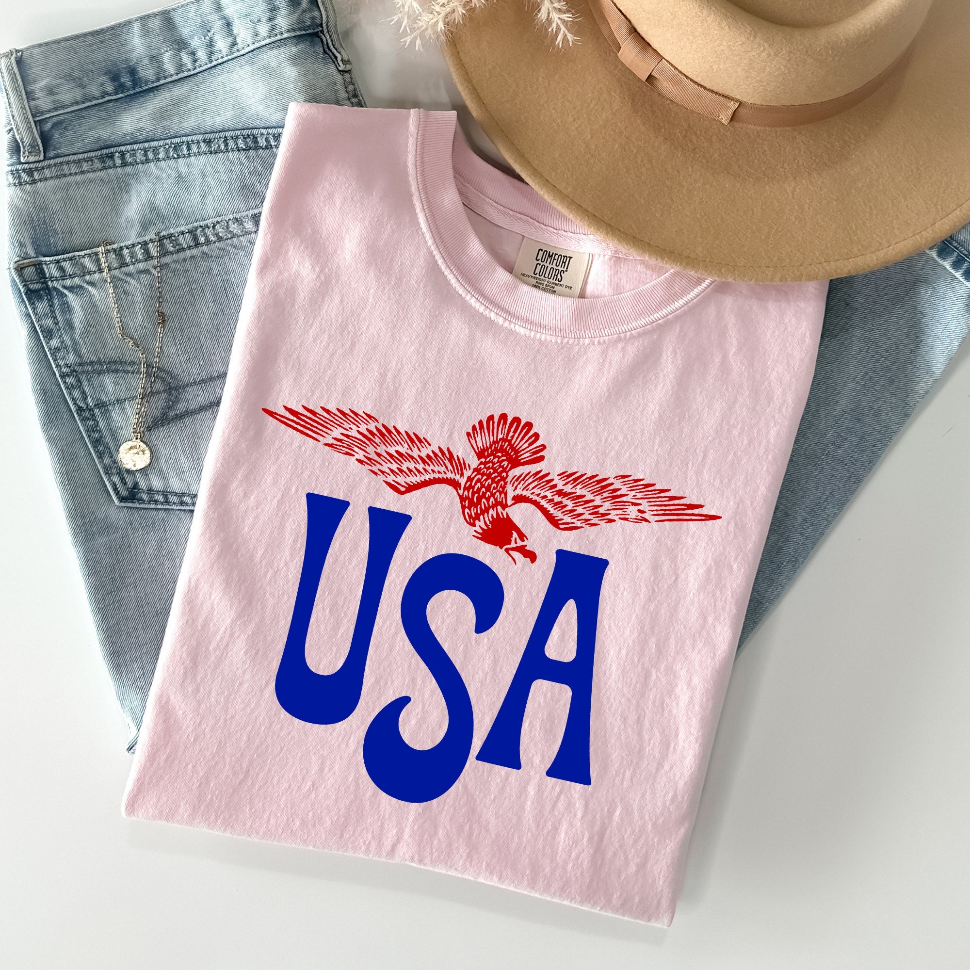 Retro USA, Eagle, America, Patriotic, 4th of July Tshirt Comfort Colors T-Shirt